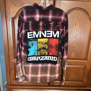 Eminem upcycled bleached flannel tee One of a Kind made by me